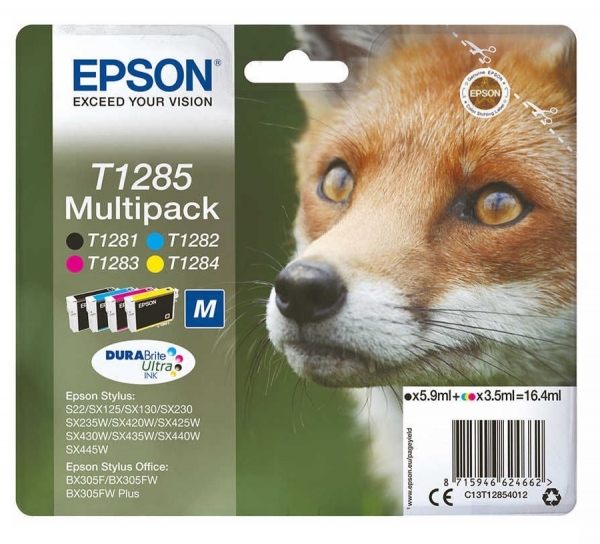 Epson T1285 Kartuş (Siyah / Sarı / Mavi / Kırmızı)