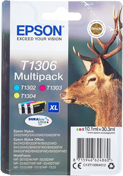 Epson T1306XL Kartuş (Sarı / Mavi / Kırmızı)