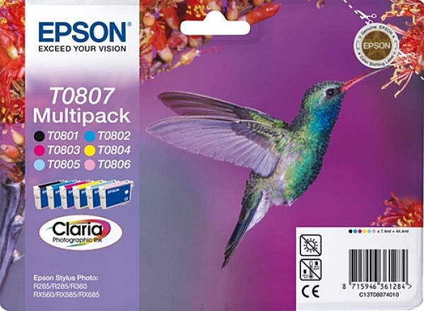 Epson T0807 Kartuş (Siyah / Sarı / Mavi / Kırmızı)