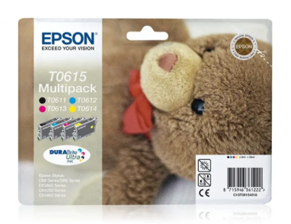 Epson T0615 Kartuş (Siyah / Sarı / Mavi / Kırmızı)