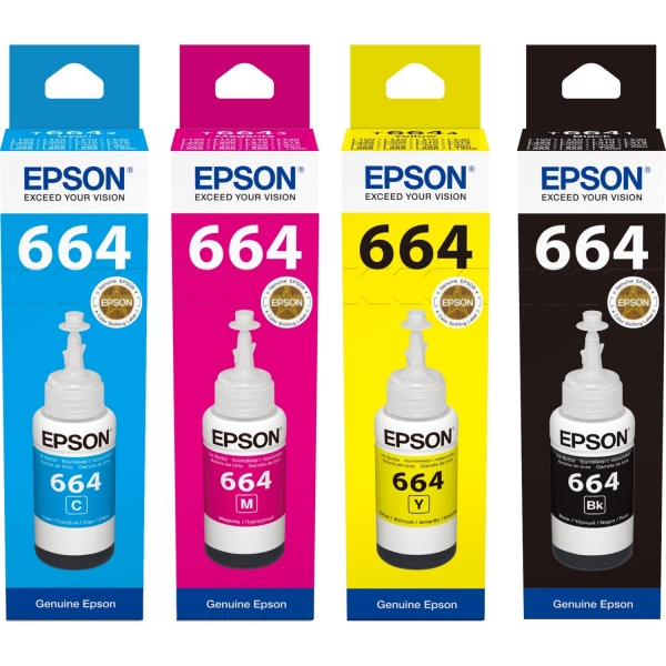 Epson 664 Tank Mürekkebi (Siyah / Sarı / Mavi / Kırmızı)