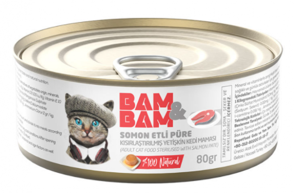 Bam&Bam Bam&bam Somonlu Kısırlaştırılmış Yetişkin 80 gr Kedi Maması