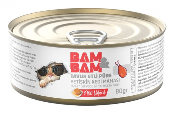 Bam&Bam Bam&bam Tavuklu Yetişkin 80 gr Kedi Maması