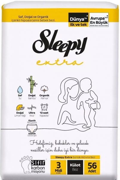 Sleepy Extra Günlük Aktivite Külodu 3 Beden 56 Adet Bebek Bezi