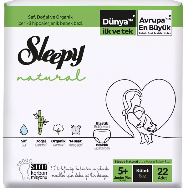 Sleepy Natural Külot Bez 5+ Beden 22 Adet Bebek Bezi