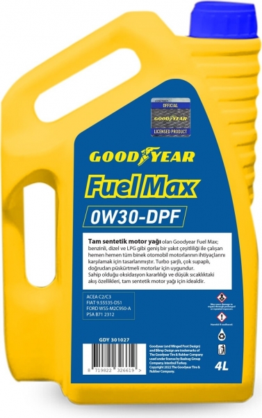 Goodyear Fuel Max 0W-30 DPF Motor Yağı (4 litre)