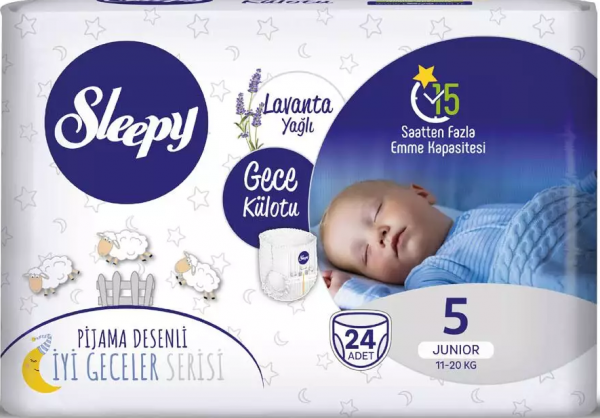 Sleepy Gece Külotu 5 Beden 24 Adet Bebek Bezi