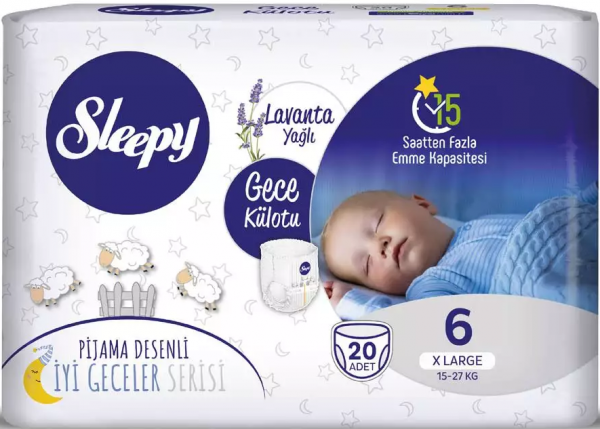 Sleepy Gece Külotu 6 Beden 20 Adet Bebek Bezi