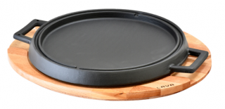 Lava Ahşap Altlıklı Yuvarlak Griddle Izgara Tava 34 cm