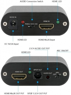 Alfais 4365 HDMI to HDMI AUX ARC Dönüştürücü
