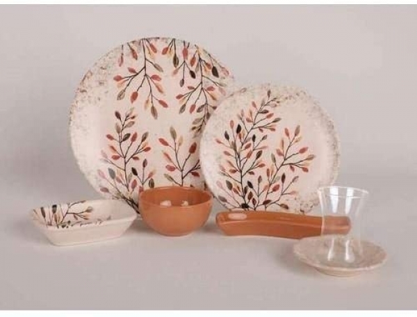 Bilinmeyen Marka Keramika Pastel Bahar 19 Parça Kahvaltı Takımı
