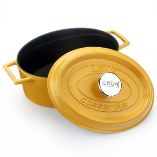 Lava Döküm Oval Mat Siyah Taban Derin Tencere 27 cm