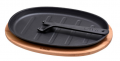 Lava Döküm Oval Ahşap Altlıklı Fajita Tavası 28  cm resim