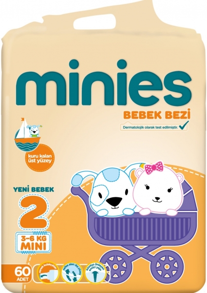 Minies 2 Beden 60 Adet Bebek Bezi