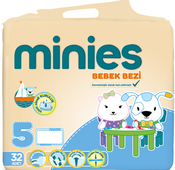 Minies 5 Beden 32 Adet Bebek Bezi