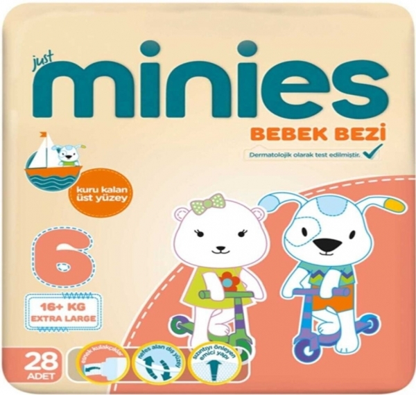 Minies 6 Beden 28 Adet Bebek Bezi