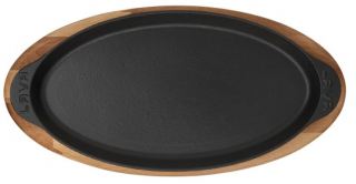 Lava Döküm Balık Tavası Kulplu ve Ahşap Altlıklı 29 cm