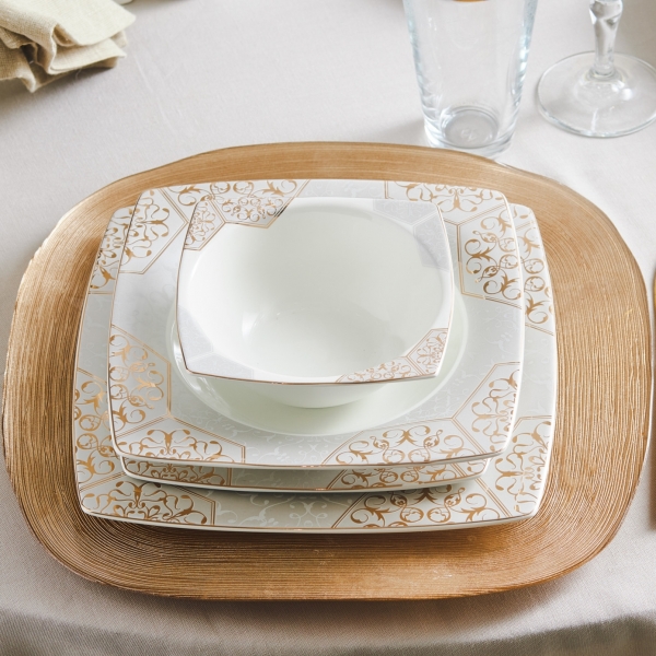 Karaca Rhona Gold Cream 60 Parça Yemek Takımı