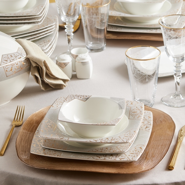 Karaca Rhona Gold Cream 60 Parça Yemek Takımı