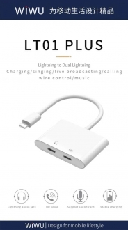 Wiwu LT-01 Plus Lightning to Dual Lightning Dönüştürücü