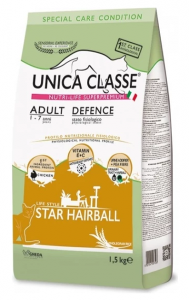 Unica Classe Star Hairball Tavuklu Yetişkin 1.5 kg Kedi Maması