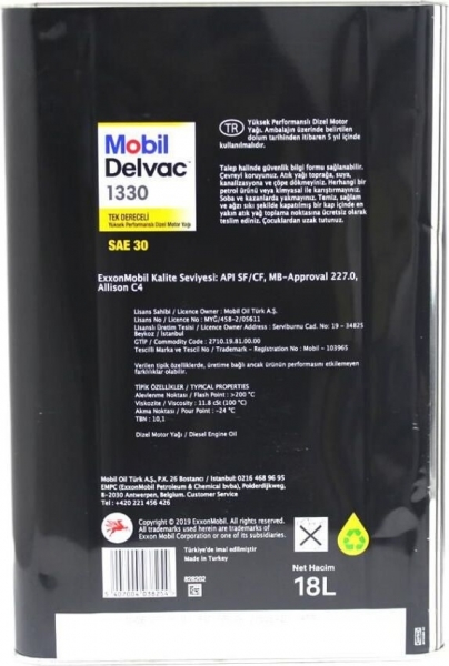 Mobil Delvac 1330 Motor Yağı (18 litre)