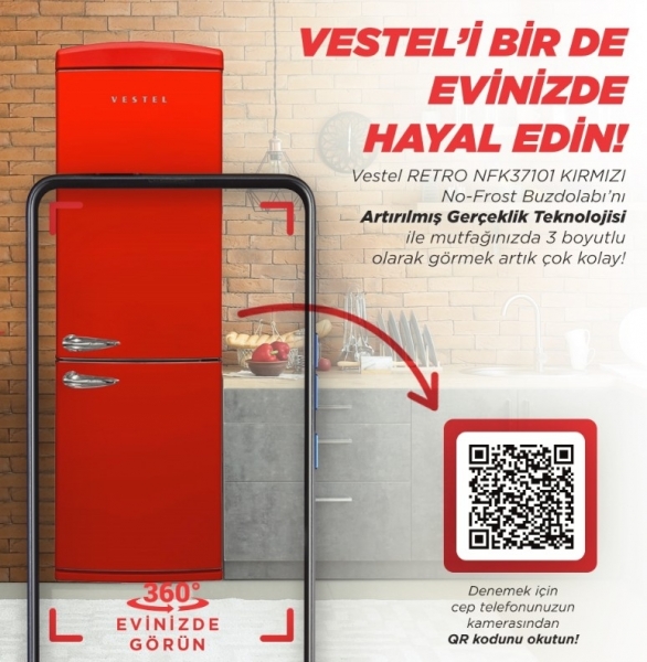 Vestel Retro NFK37201 Buzdolabı (Kırmızı)