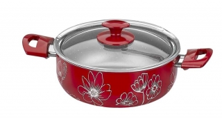 Papilla Lotus Çiçek Desenli Derin Tencere 22 cm