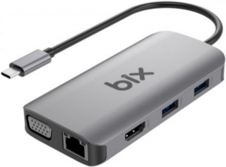Bix BX17HB Type-C to Ethernet HDMI PD USB 3.2 MicroSD SD VGA Dönüştürücü