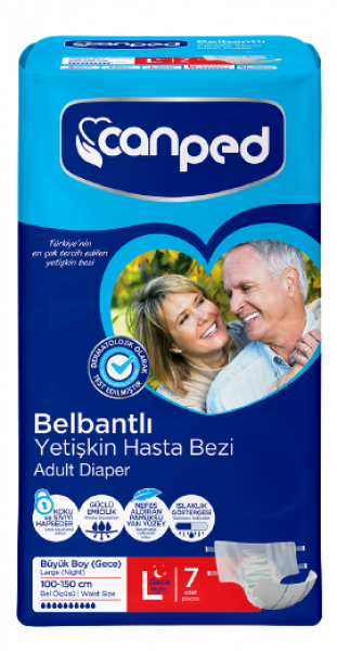 Canped Tekstil Yüzeyli Large Gece Belbantlı Yetişkin Bezi 7 Adet