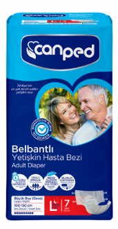 Canped Tekstil Yüzeyli Large Gece Belbantlı Yetişkin Bezi 7 Adet
