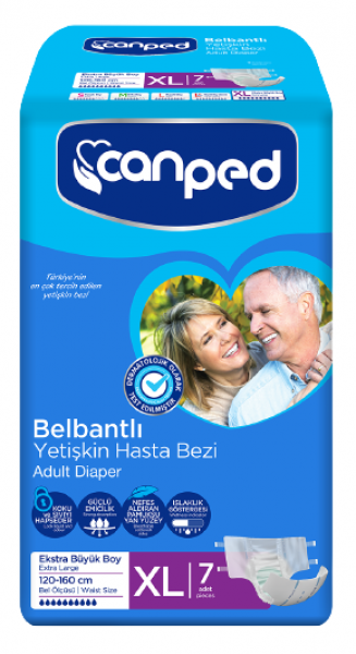 Canped Tekstil Yüzeyli XLarge Belbantlı Yetişkin Bezi 7 Adet