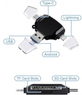 Daytona HC06 Lightning USB Type-C Micro to SD TF Dönüştürücü