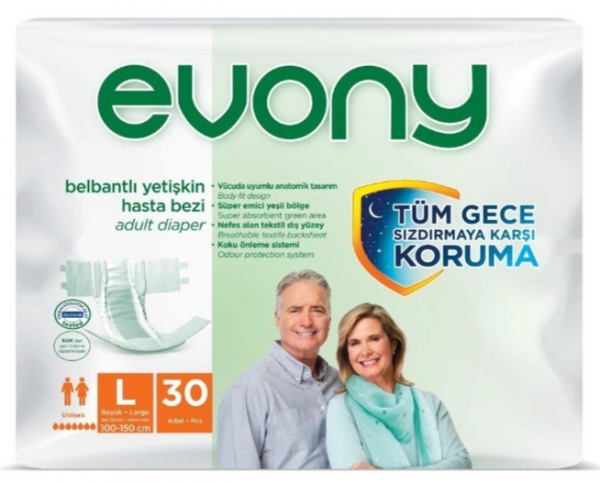 Evony Large Belbantlı Yetişkin Bezi 30 Adet
