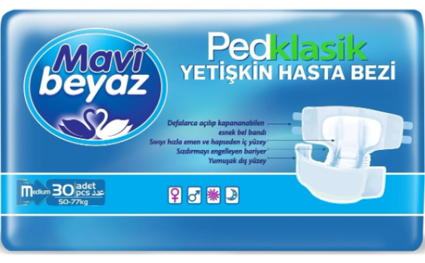 Mavi Beyaz Medium Belbantlı Yetişkin Bezi 30 Adet