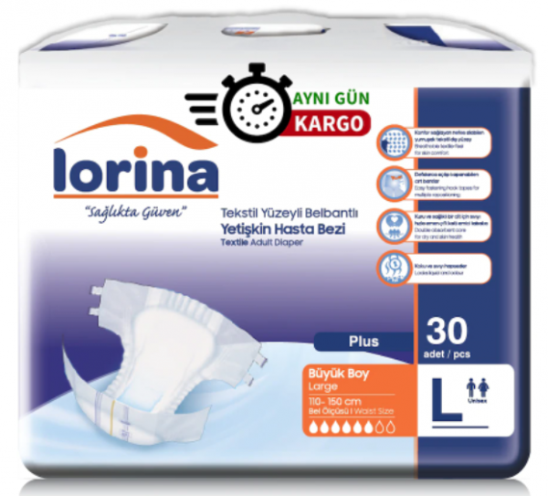 Lorina Large Belbantlı Yetişkin Bezi 30 Adet