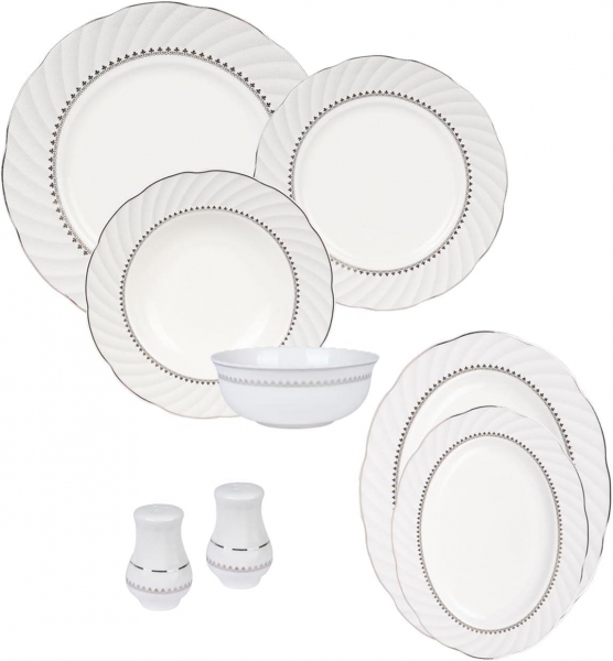 Kütahya Porselen Bone Olympos 1144320 56 Parça Yemek Takımı