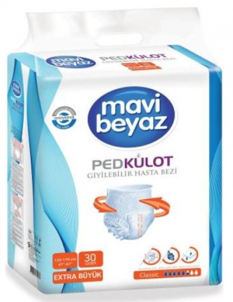 Mavi Beyaz XLarge Emici Külot 30 Adet