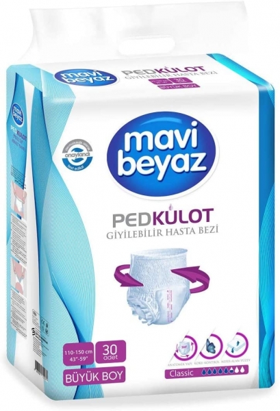 Mavi Beyaz Large Emici Külot 30 Adet