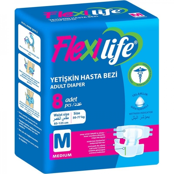 Flexilife Medium Belbantlı Yetişkin Bezi 8 Adet