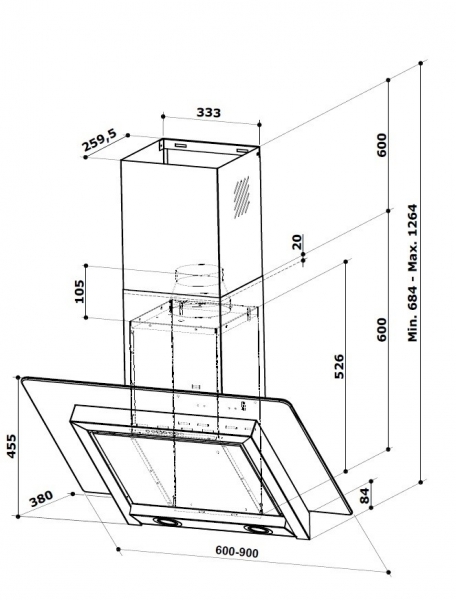 Kügerr D2 90 cm Davlumbaz