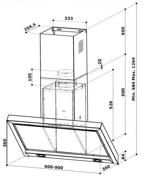 Kügerr D5 90 cm Davlumbaz