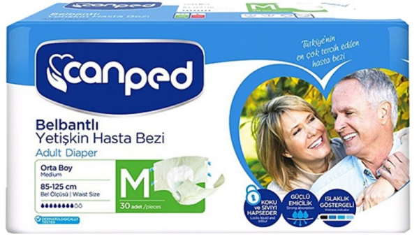 Canped Polietilenli Medium Belbantlı Yetişkin Bezi 30 Adet