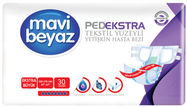 Mavi Beyaz Ped Ekstra XLarge Belbantlı Yetişkin Bezi 30 Adet