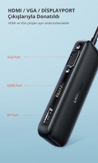 Ugreen 60568 Type-C to HDMI VGA DisplayPort Dönüştürücü
