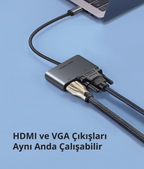 Ugreen 50505 Type-C to HDMI VGA PD Dönüştürücü