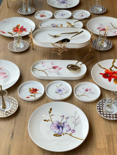 Rossev Royal Flowers 42 Parça Kahvaltı Takımı