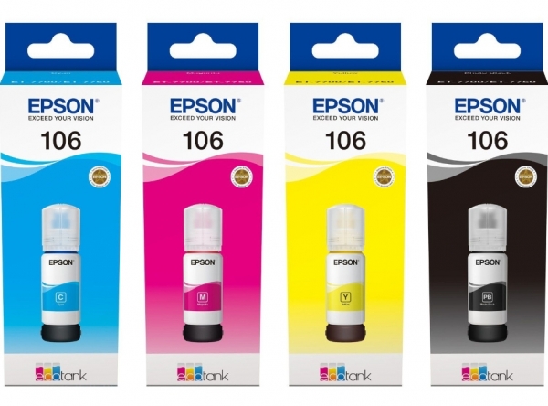 Epson 106 Tank Mürekkebi (Siyah / Sarı / Mavi / Kırmızı)