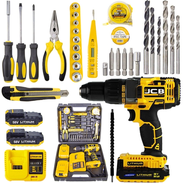 JCB Pro Plus 58 V 8 Ah Akülü Matkap (Sarı)