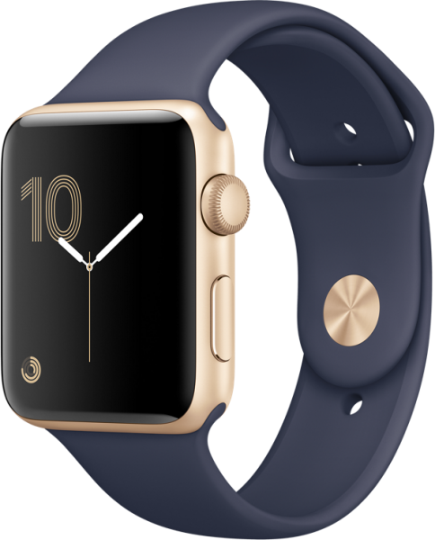 Apple Watch Series 2 (42 mm) Altın Rengi Alüminyum Kasa ve Gece Mavisi Spor Kordon Akıllı Saat